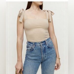 Reformation Canyon Tie Strap Knit Tank Top Cream Size Medium